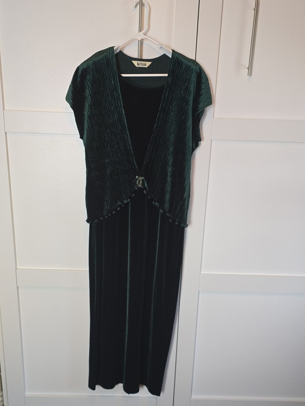 Nina Piccalino Dark Emerald Green Velvet Maxi Dress with Short Overlay